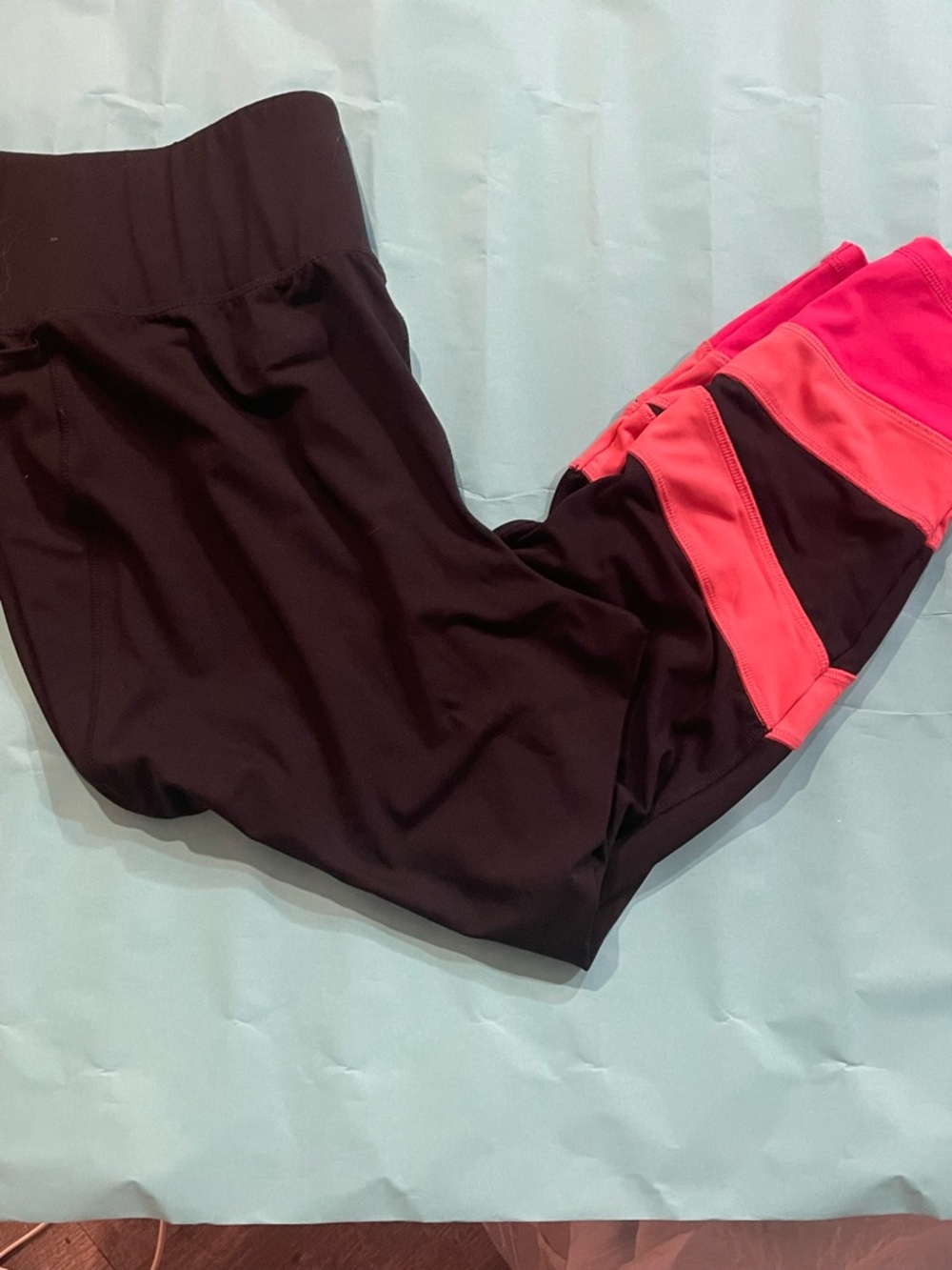 Lane Bryant- Black wicking Leggings with Pink Colorblock Panels size 22/24